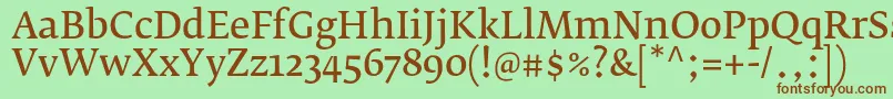 フォントFedraserifbproNormal – 緑の背景に茶色のフォント