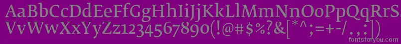 フォントFedraserifbproNormal – 紫の背景に灰色の文字