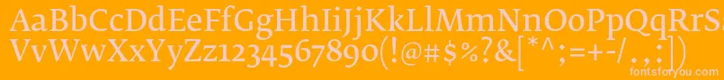Saiba mais sobre a fonte FedraserifbproNormal Fonte FedraserifbproNormal – fontes rosa em um fundo laranja