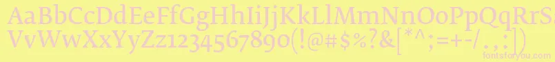Saiba mais sobre a fonte FedraserifbproNormal Fonte FedraserifbproNormal – fontes rosa em um fundo amarelo