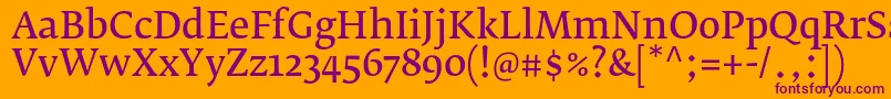 FedraserifbproNormal Font – Purple Fonts on Orange Background