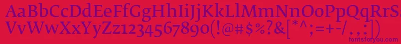 Saiba mais sobre a fonte FedraserifbproNormal Fonte FedraserifbproNormal – fontes roxas em um fundo vermelho