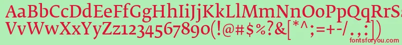 FedraserifbproNormal Font – Red Fonts on Green Background