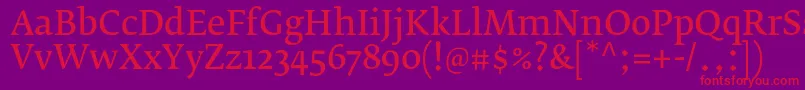 More about FedraserifbproNormal Font FedraserifbproNormal Font – Red Fonts on Purple Background