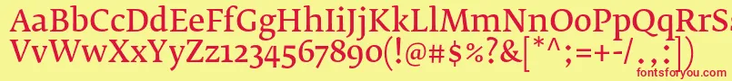 FedraserifbproNormal Font – Red Fonts on Yellow Background