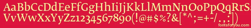 FedraserifbproNormal Font – Yellow Fonts on Red Background