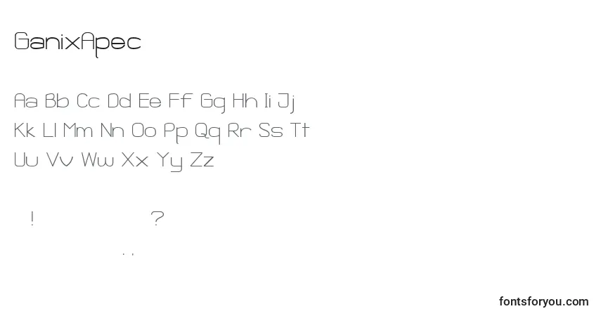 Шрифт GanixApec – алфавит, цифры, специальные символы