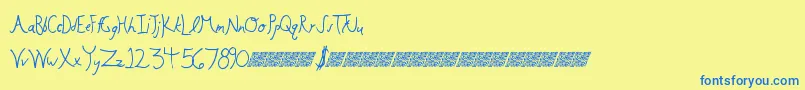 Fonte Floweringbuds – fontes azuis em um fundo amarelo