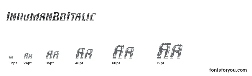 InhumanBbItalic Font Sizes