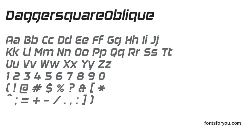 Шрифт DaggersquareOblique – алфавит, цифры, специальные символы