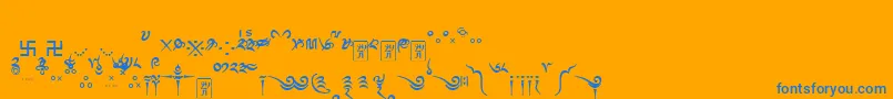 Czcionka Tibetanmachineweb8 – niebieskie czcionki na pomarańczowym tle