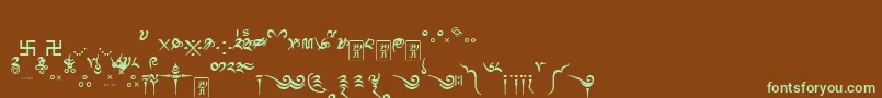 Tibetanmachineweb8-Schriftart – Grüne Schriften auf braunem Hintergrund