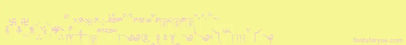 フォントTibetanmachineweb8 – ピンクのフォント、黄色の背景