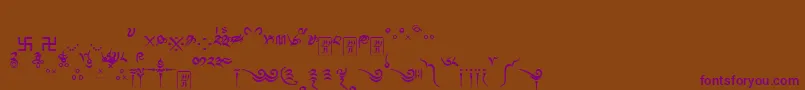 Tibetanmachineweb8-fontti – violetit fontit ruskealla taustalla