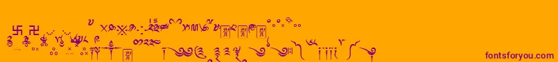 Tibetanmachineweb8-Schriftart – Violette Schriften auf orangefarbenem Hintergrund