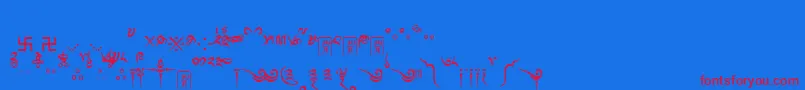 Tibetanmachineweb8 Font – Red Fonts on Blue Background