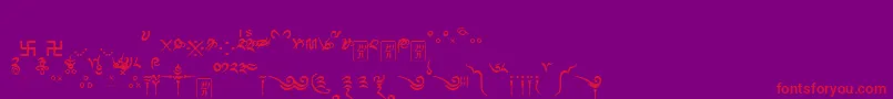 Tibetanmachineweb8-Schriftart – Rote Schriften auf violettem Hintergrund