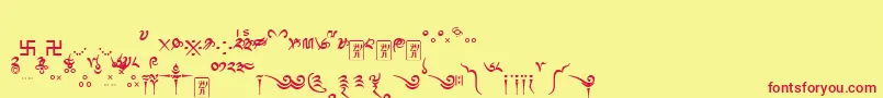 フォントTibetanmachineweb8 – 赤い文字の黄色い背景
