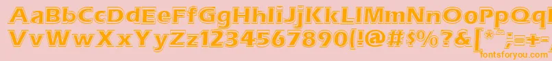 フォントErasContouritcNormal – オレンジの文字がピンクの背景にあります。