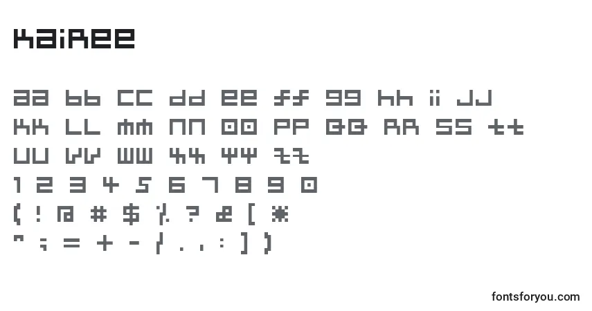 Czcionka Kairee – alfabet, cyfry, specjalne znaki