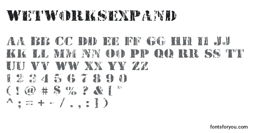 Schriftart Wetworksexpand – Alphabet, Zahlen, spezielle Symbole