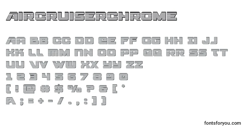 A fonte Aircruiserchrome – alfabeto, números, caracteres especiais