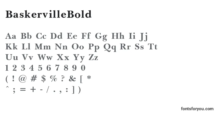 Schriftart BaskervilleBold – Alphabet, Zahlen, spezielle Symbole