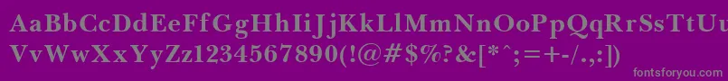 BaskervilleBold-Schriftart – Graue Schriften auf violettem Hintergrund
