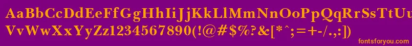 Saiba mais sobre a fonte BaskervilleBold Fonte BaskervilleBold – fontes laranjas em um fundo violeta