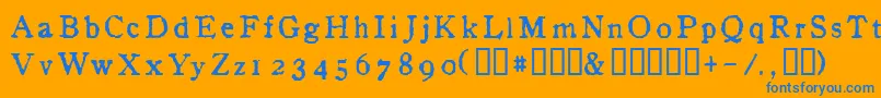 フォントInAlphabet – オレンジの背景に青い文字