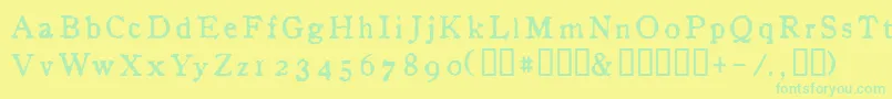 InAlphabet-fontti – vihreät fontit keltaisella taustalla