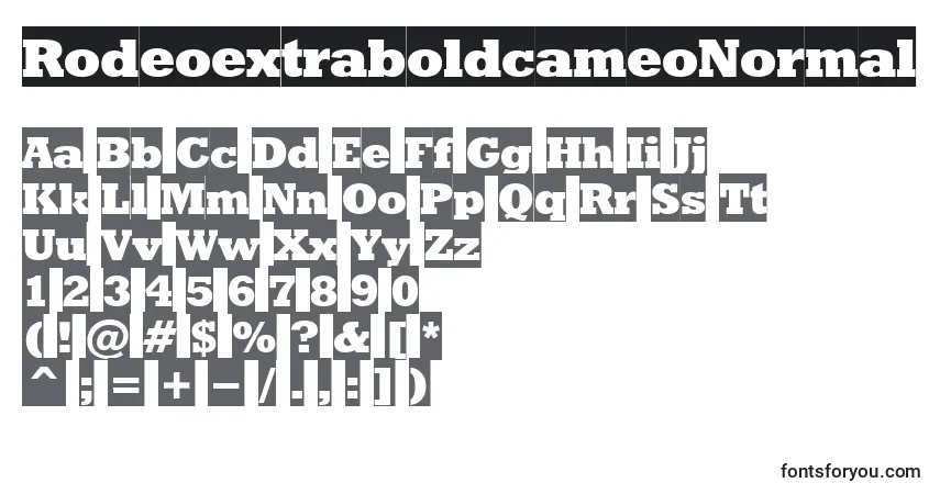 Czcionka RodeoextraboldcameoNormal – alfabet, cyfry, specjalne znaki