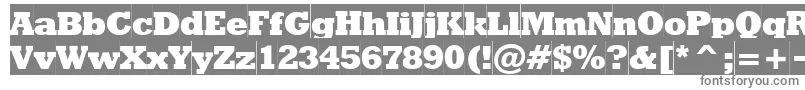 RodeoextraboldcameoNormal-fontti – harmaat kirjasimet valkoisella taustalla