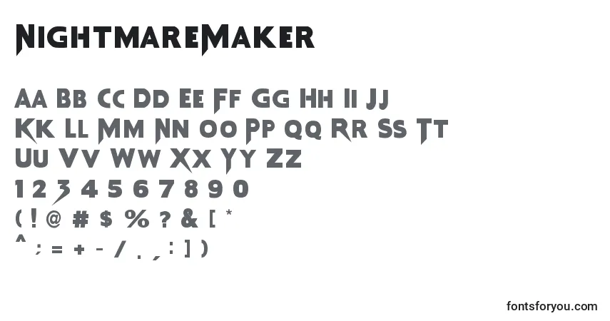 A fonte NightmareMaker – alfabeto, números, caracteres especiais