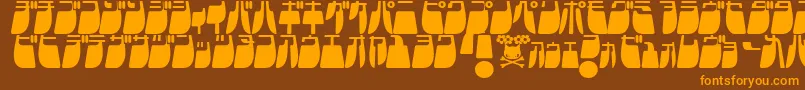 フォントFrigateKatakanaLight – オレンジ色の文字が茶色の背景にあります。
