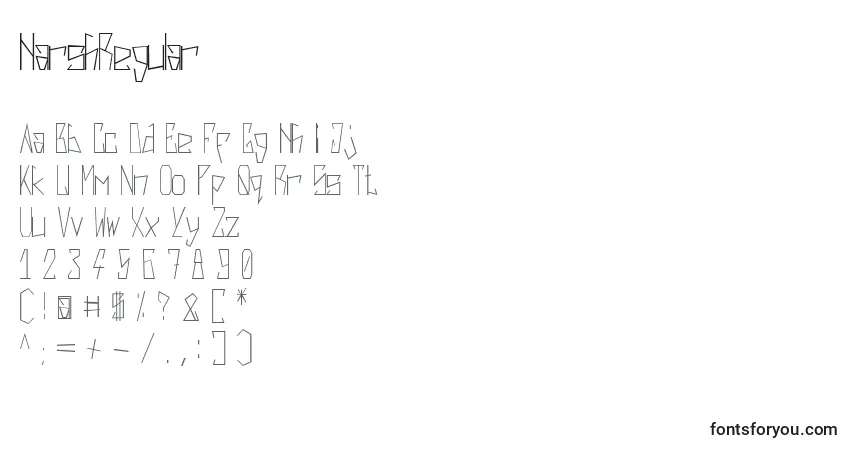 Schriftart HarshRegular – Alphabet, Zahlen, spezielle Symbole