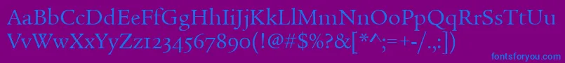 フォントLegacySerifOsItcTtBook – 紫色の背景に青い文字