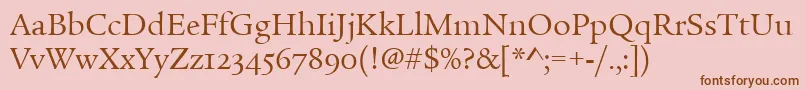 LegacySerifOsItcTtBook-fontti – ruskeat fontit vaaleanpunaisella taustalla