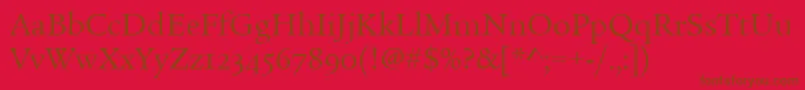 LegacySerifOsItcTtBook-fontti – ruskeat fontit punaisella taustalla