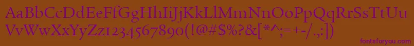 LegacySerifOsItcTtBook Font – Purple Fonts on Brown Background