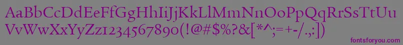 Шрифт LegacySerifOsItcTtBook – фиолетовые шрифты на сером фоне
