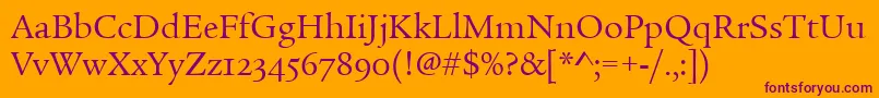 Шрифт LegacySerifOsItcTtBook – фиолетовые шрифты на оранжевом фоне