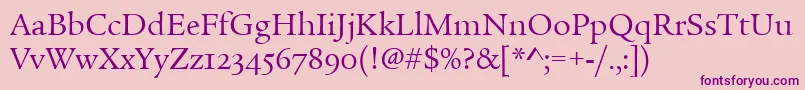 LegacySerifOsItcTtBook Font – Purple Fonts on Pink Background