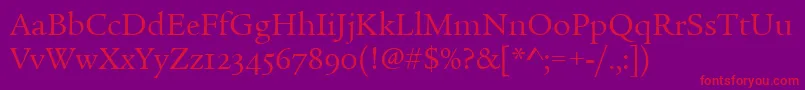 フォントLegacySerifOsItcTtBook – 紫の背景に赤い文字