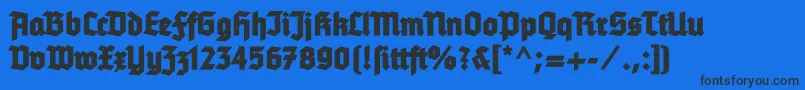 Tannenbergfett-Schriftart – Schwarze Schriften auf blauem Hintergrund