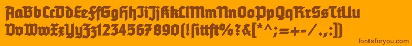 Tannenbergfett-Schriftart – Braune Schriften auf orangefarbenem Hintergrund