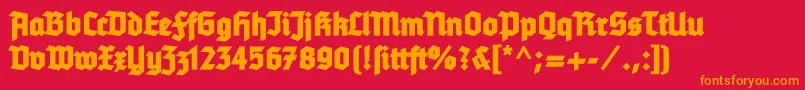 Tannenbergfett Font – Orange Fonts on Red Background