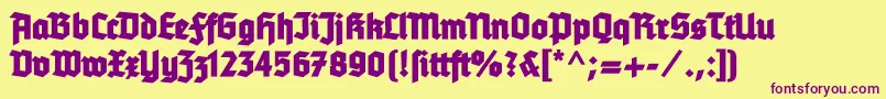 Tannenbergfett Font – Purple Fonts on Yellow Background