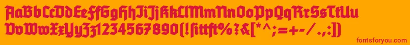 Weitere Informationen zur Tannenbergfett-Schriftart Tannenbergfett-Schriftart – Rote Schriften auf orangefarbenem Hintergrund
