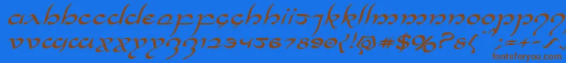 Halfelvenexpandital Font – Brown Fonts on Blue Background